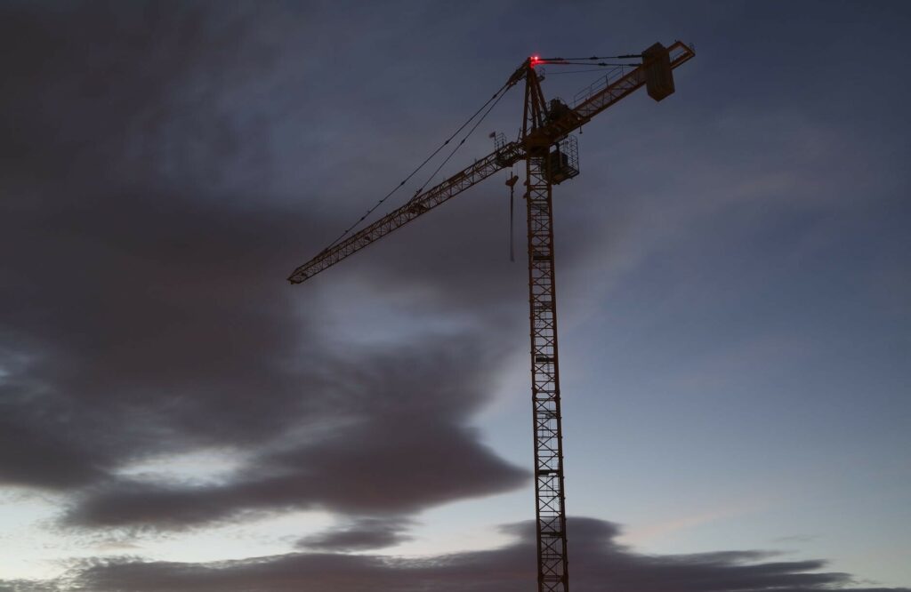 tower crane at nighttime