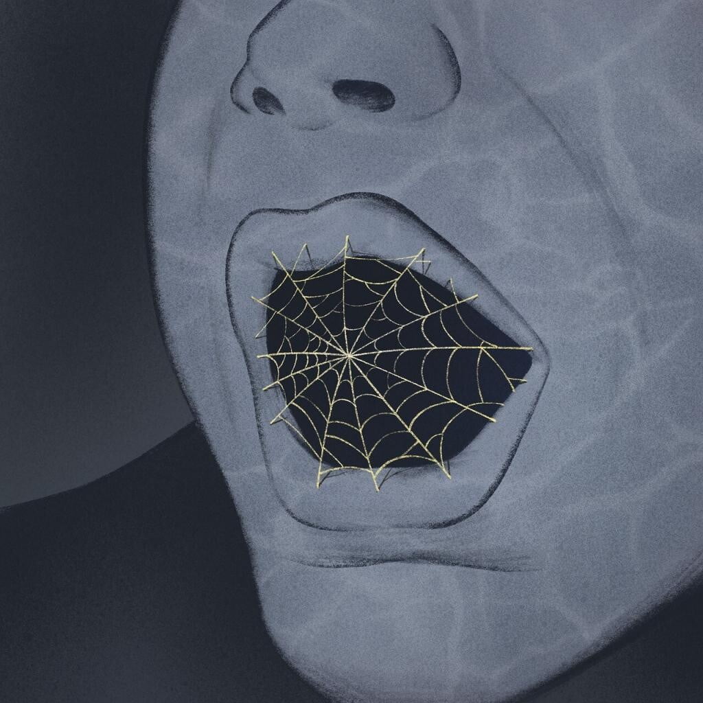 mouth, spiderweb, cobweb