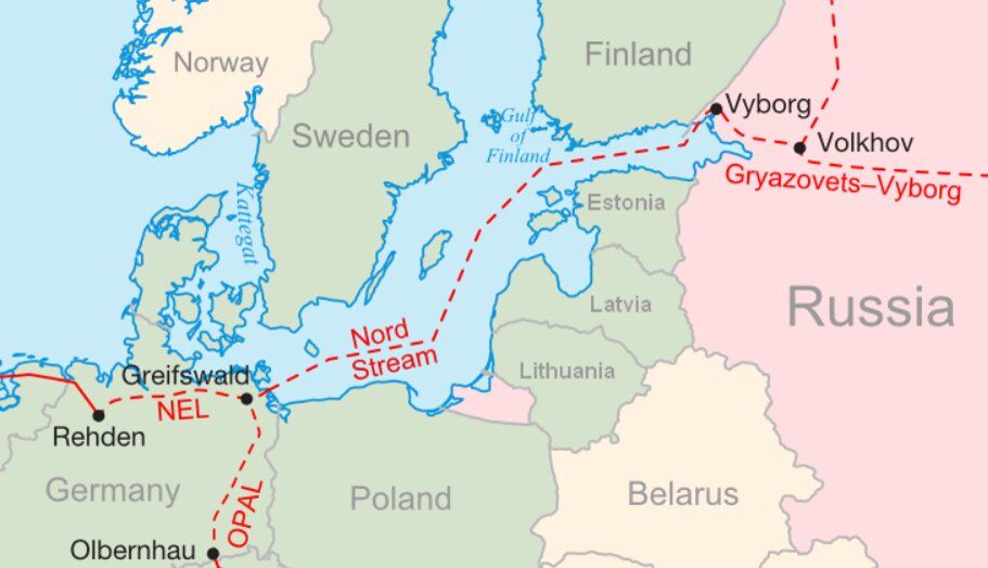 mapa plynovodu nordstream