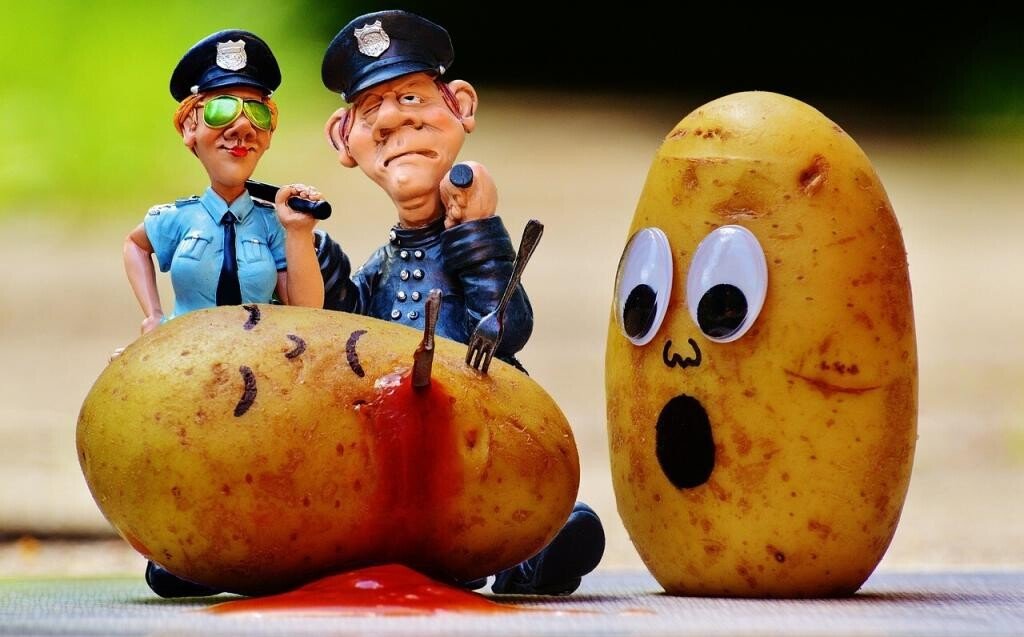 potatoes, murder, blood