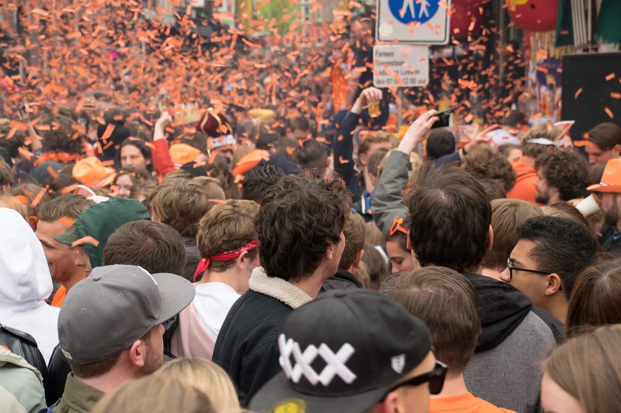 crowd, amsterdam, king's day, festivity, celebration
