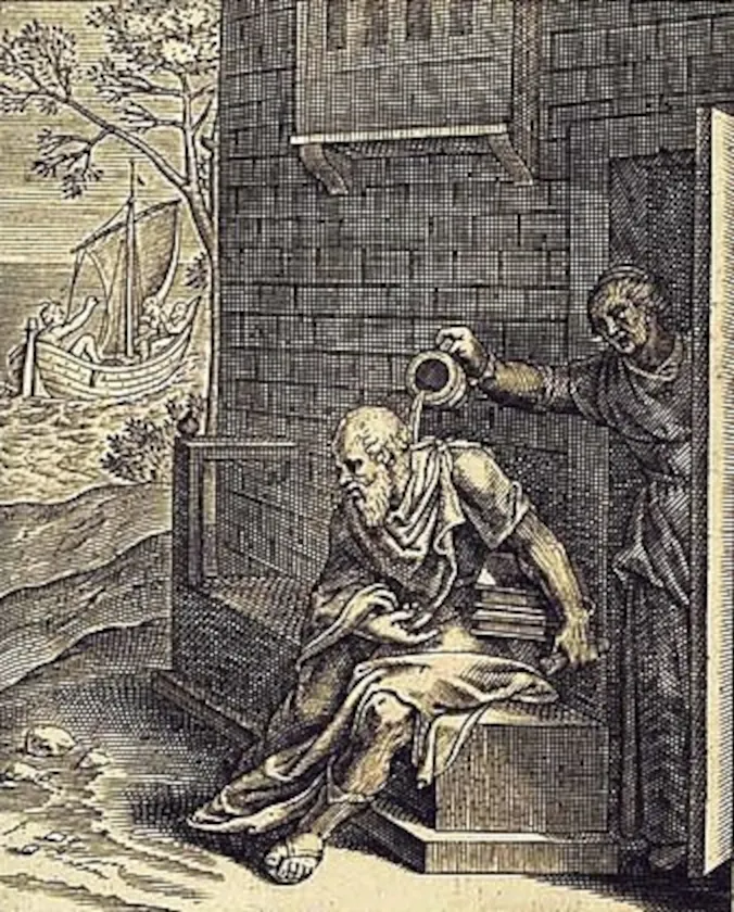 Ilustrácia Sokrata a Xantipy