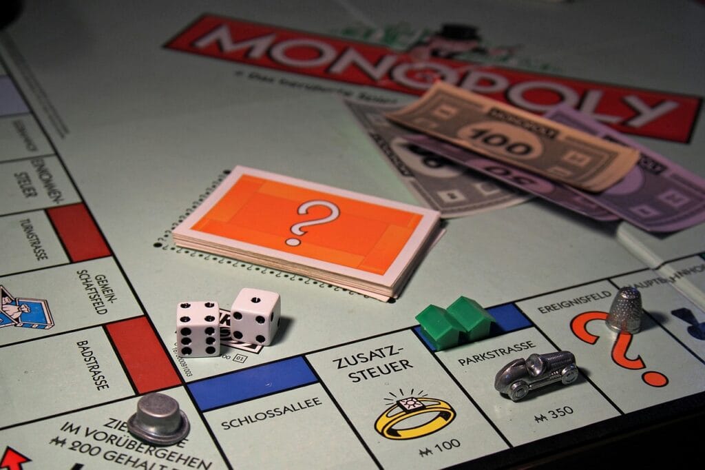 monopoly, board game, gesellschaftsspiel, dice, capitalism, money, road, monopoly, monopoly, monopoly, monopoly, monopoly