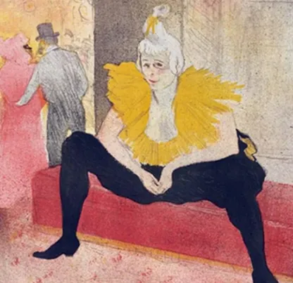 Toulouse Lautrec (1861) – „Sedící klaunka“ – litografie na papíře