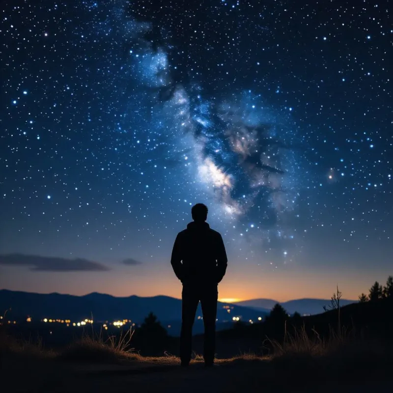 Mlčanie hviezd nie je prázdnotou. Je to mlčanie, ktoré relativizuje - nedáva odpovede, ale mení mierku. Človek, ktorý, s rukami vo vreckách, za studenej noci pozerá nahor, nemusí pochopiť tajomstvá vesmíru. Cíti, že jeho vlastné starosti strácajú na váhe. Nemiznú, ale zdá sa mu,  že ich  drží v rukách niečo väčšie než je on sám.