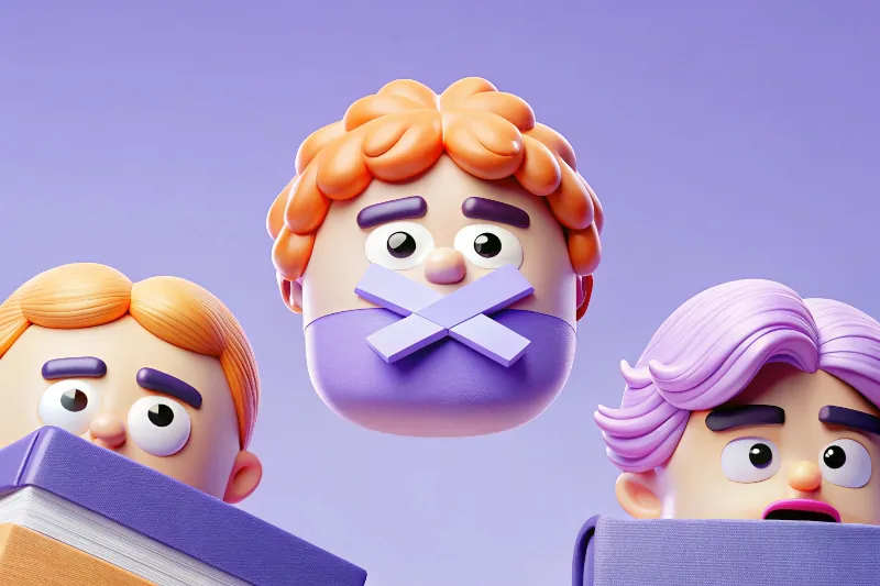 Symbolic expression of ideological rulers, ban an punishment of free speech, especially popular writers of books