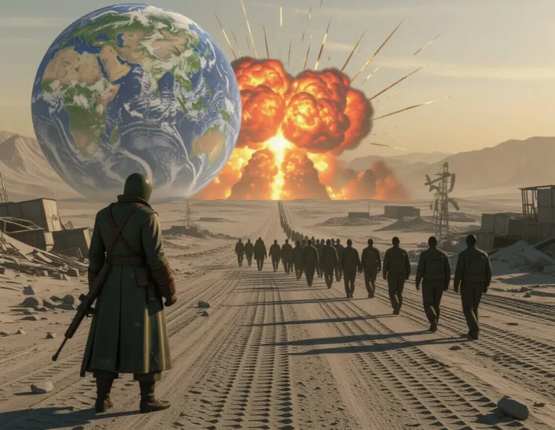 He wiped the Earth - clean as a plate What does it take to make a Ruskie break? But the crowd are bored and off they go Over the road to watch China blow! When Ivan meets G.I. Joe