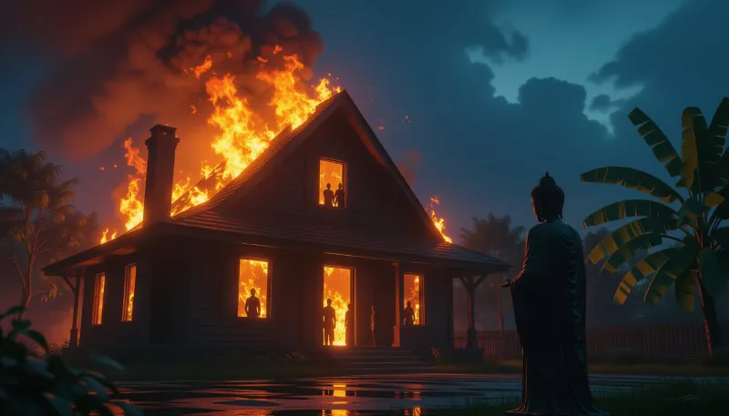 Nedávno som videl dom. Horel. Strechu oblizoval už plameň. Podišiel som bližšie a uvidel som, že dnu sú ešte ľudia.