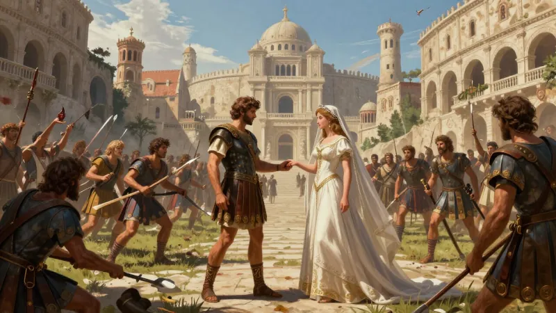 V meste Ardea vypukla občianska vojna kvôli jednej svadbe. O ruku bohatého dievčaťa sa uchádzali dvaja nápadníci - jeden bol z rodu patricijov, druhý bol plebejec. Poručník dievčaťa ju chcel dať plebejcovi, ale matka bohatému patricijovi. V meste sa vytvorili dva tábory, z ktorých každý stránil inému nápadníkovi. Nakoniec z toho bola krvavá bitka a patricijovia porazili ľud. Ten sa obrátil na pomoc k susedným Volskom, šľachta požiadala o pomoc Rím. Zvíťazili Rimania a po dobytí mesta pobili všetkých vodcov povstania.