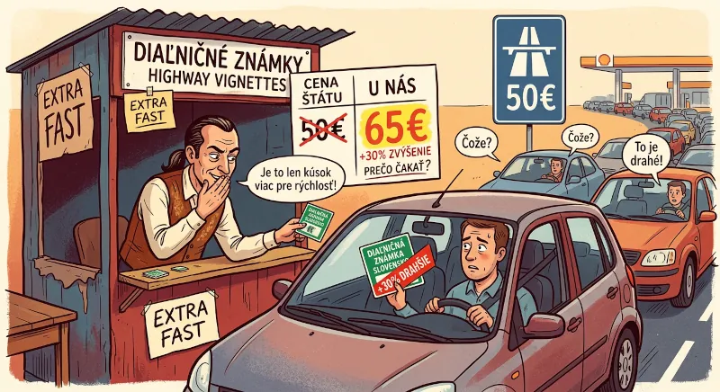 Ilustrácia k predraženým diaľničným známkam, ktoré na Slovensku predávajú podvodné firmy o 30 % drahšie ako štát.